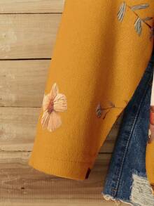 EMERY ROSE Áo len chui đầu dáng rộng cổ chữ V dệt kim màu trơn in họa tiết dành cho nữ, thích hợp cho các dịp lễ Halloween, Năm mới, Ngày lễ tình nhân, Lễ tạ ơn, Giáng sinh, Lễ phục sinh, Tiệc tùng, Đêm giao thừa - Màu Cam cháy - Xem 4