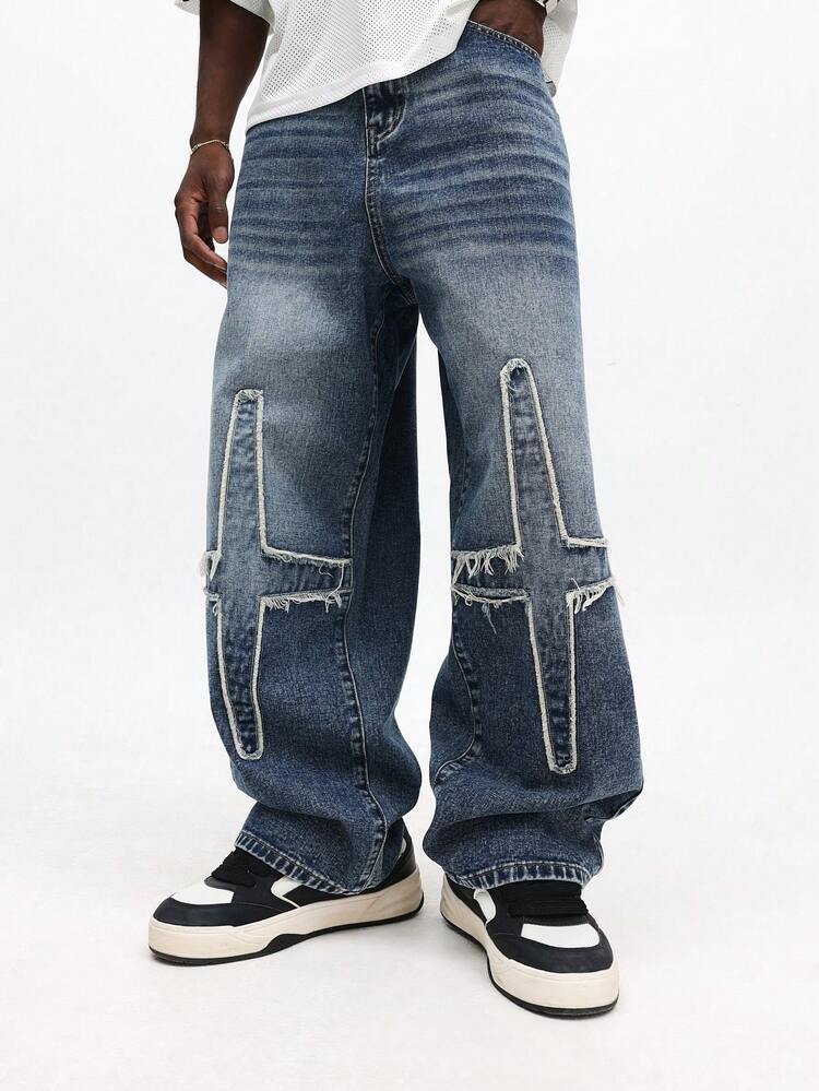 Wide Leg Carpenter Jeans With Contrast Stitching