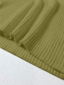 Flirla 女式纯色长袖 V 领修身长款毛衣裙，秋冬 - 綠色 - 查看 6