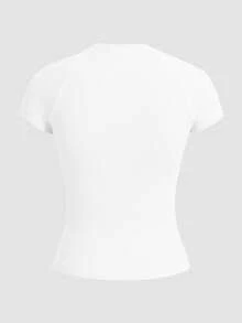 Gameset SHEIN Sport 女式纯色圆领插肩短袖无缝运动T恤 - 彩色 - 查看 4