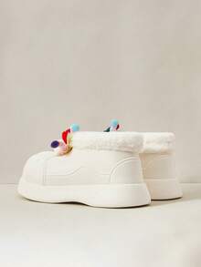 Cuccoo Botas de Neve Fofas e Térmicas, Botas Externas Modernas Combinadas para Mulheres, Sapatos de Natal com Vibração de Natal e Ano Novo para Outono e Inverno - Bege - Visão 4