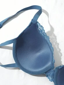 SHEIN Women's Comfortable Lace Underwire Bra, Blue - Blue - View 9