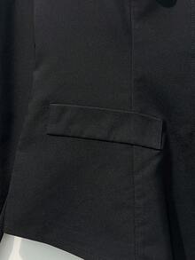 Franclia 法国复古时尚简约奢华黑白撞色领口二合一束腰前开襟女式衬衫