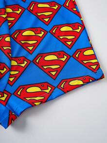 SUPERMAN X SHEIN 男士全印花舒适平角裤 - 藍色 - 查看 6