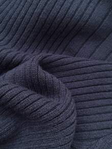 SHEIN Unity 女士休闲舒适宽松针织长袖二合一连衣裙 - 藏蓝色 - 查看 6