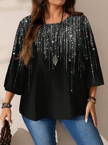 EMERY ROSE 女士休闲亮片衬衫，适合派对、新年及秋冬季穿着 - 彩色 - 查看 9