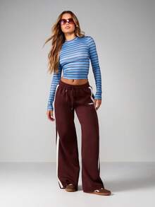 MISSGUIDED Striped Long Sleeve Crop Top With Crew Neck And Fitted Sleeves For Casual Everyday Wear - Multicolor - View 3