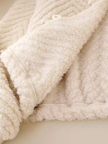 Jaqueta de damasco quente e grossa minimalista, casual e fofa para meninas pré-adolescentes, com decoração de laço fofo, manga comprida, outono/inverno - Damasco - Ver 8