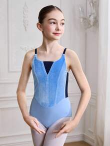 SHEIN Tween Girl Two Tone Activewear Cami Bodysuit - Black and White - View 4