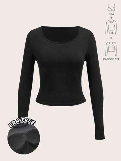 Tseoso 黑色休闲长袖修身加厚长款 T 恤套装，不含胸罩，适合秋冬季，休闲，舒适别致，修身百搭，日常穿着，室内外均可穿着，复古，柔美女孩，外出单品