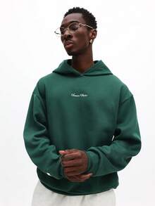 SUMWON 涂鸦印花套头连帽衫，配有抽绳和中央口袋，适合休闲街头服饰 - 綠色 - 查看 3