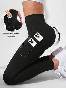 Easithlete Damen Yoga Hosen mit Doppeltaschen - figurbetonend, Po-hebend, nicht durchsichtig. Perfekt für Gym, Laufen, Reisen, Yoga oder Freizeitbekleidung.