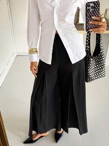 Siren Gaze Calças femininas elegantes e da moda, de cor sólida, com bolso solto