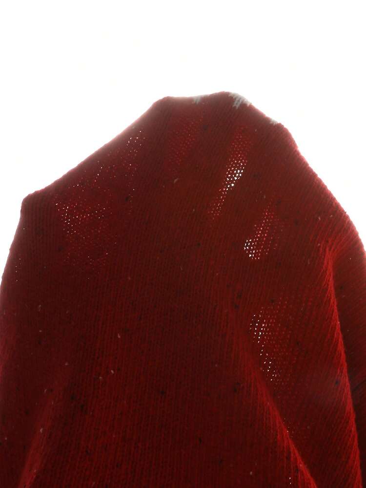 SHEIN Vintaside Kids Round Neck Long Sleeve Polka Dot Red Stylish Young Boy Sweater, Asymmetrical Pattern Design, Casual Pullover For Autumn/Winter - Red - View 3