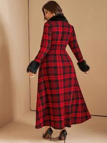 Comfylo Robe longue en polaire à imprimé écossais élégante, grande taille, Noël - Multicolore - Voir 10