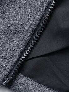 DAZY Tween Boy Solid Color Drop Shoulder Long Sleeve Single-Breasted Casual Loose Hooded Overcoat, Autumn/Winter - Grey - View 10