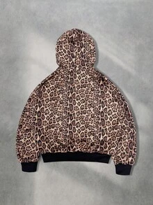 ROMWE MEN Street Life Hanorac bărbătesc cu imprimeu retro leopard, stil scurt și lejer