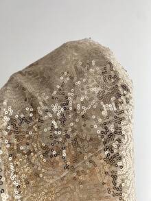 Elamini 女式时尚迷人亮片蝴蝶结装饰露肩迷你连衣裙 - 金色 - 查看 7