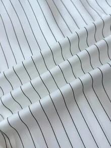 SHEIN 少女长袖条纹纽扣衬衫，休闲家居服，适合春季/秋季/圣诞节、节日/家庭日/新年等场合 - 白色 - 查看 6