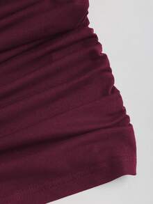 Sweetra Women's Sexy Fitted Strapless Metal Buckle Mini Dress - Rose Red - View 6