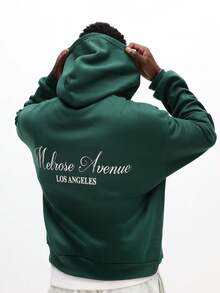 SUMWON 涂鸦印花套头连帽衫，配有抽绳和中央口袋，适合休闲街头服饰 - 綠色 - 查看 2