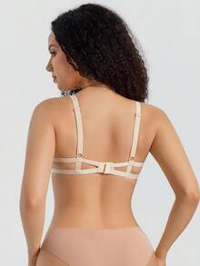 SHEIN Women's Romantic Lace Underwire Supportive Bra - Apricot - View 2