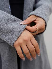 SAYEHFBABY 秋冬休閒純色雙排扣大衣，適合女性與嬌小女性 - 灰色 - 查看 3