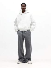 SUMWON Heathered Wide Leg Sweatpants With Drawstring Waist Casual Comfort Lounge