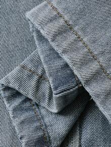 DAZY 青少年女童高腰口袋阔腿宽松休闲百搭牛仔裤 - 中等水洗藍 - 查看 7