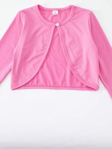 Elladie kids Kleine Mädchen Einfarbige Lange Ärmel Einreihige Lässig Jacke