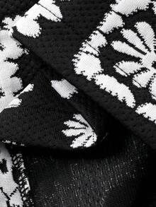 DAZY Shorts elegantes assimétricos em jacquard contrastante preto e branco vintage para mulheres, outono/inverno