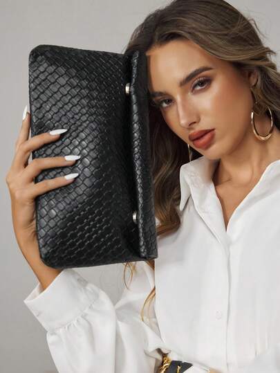 CUCCOO SZL 时尚纯色手提包，大容量翻盖磁扣小方包，鳄鱼纹女包，百搭晚宴包，适合女性聚会、旅行、购物