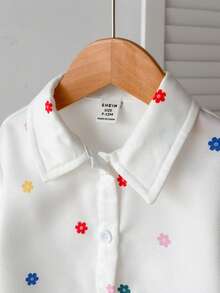 SHEIN 休闲百搭 Babygirl 心形图案长袖衬衫 - 彩色 - 查看 5