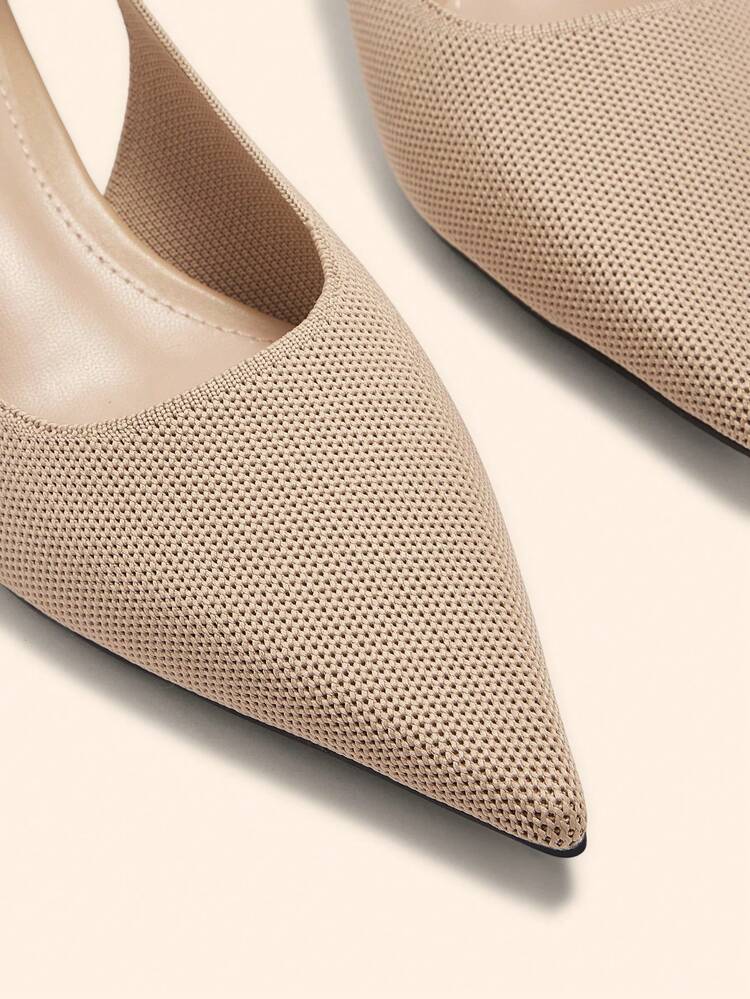 CUCCOO BASICS Pointed Toe Stiletto Heel Apricot Backless Women's High Heel Pumps, Fashionable & Elegant, Aesthetic, High-End, Suitable For Spring Casual Outfits