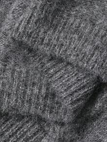 Livesso Poncho de suéter de cuello redondo a rayas para mujer en otoño - Gris - Ver 7