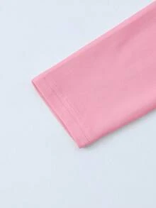 INAWLY 女士纯色圆领长袖简约 T 恤，日常休闲 - 粉色 - 查看 5