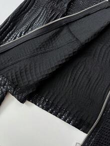 Elamini Áo khoác dài tay cổ lông chồn bằng vải nhung đen dành cho nữ, thanh lịch, tinh tế, thời trang cho công sở, tiệc tùng, trà chiều, câu lạc bộ lãng mạn, trang phục cổ điển hàng ngày, đa năng - màu đen - Xem 6