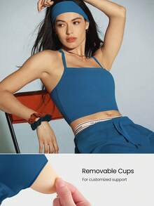 GLOWMODE Áo tank top cổ chữ T FeatherFit™ kiểu racerback, hỗ trợ nhẹ, tác động thấp lên khớp, thích hợp cho tập yoga tại studio. - Blue Ambition - Xem 3