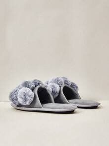 Cuccoo Women's Cute Furball Patchwork House Slippers