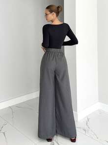 Siren Gaze Women's Casual Loose Solid Color Wide Leg Pants, Suitable For Business And Commute Winter Chic Elegant