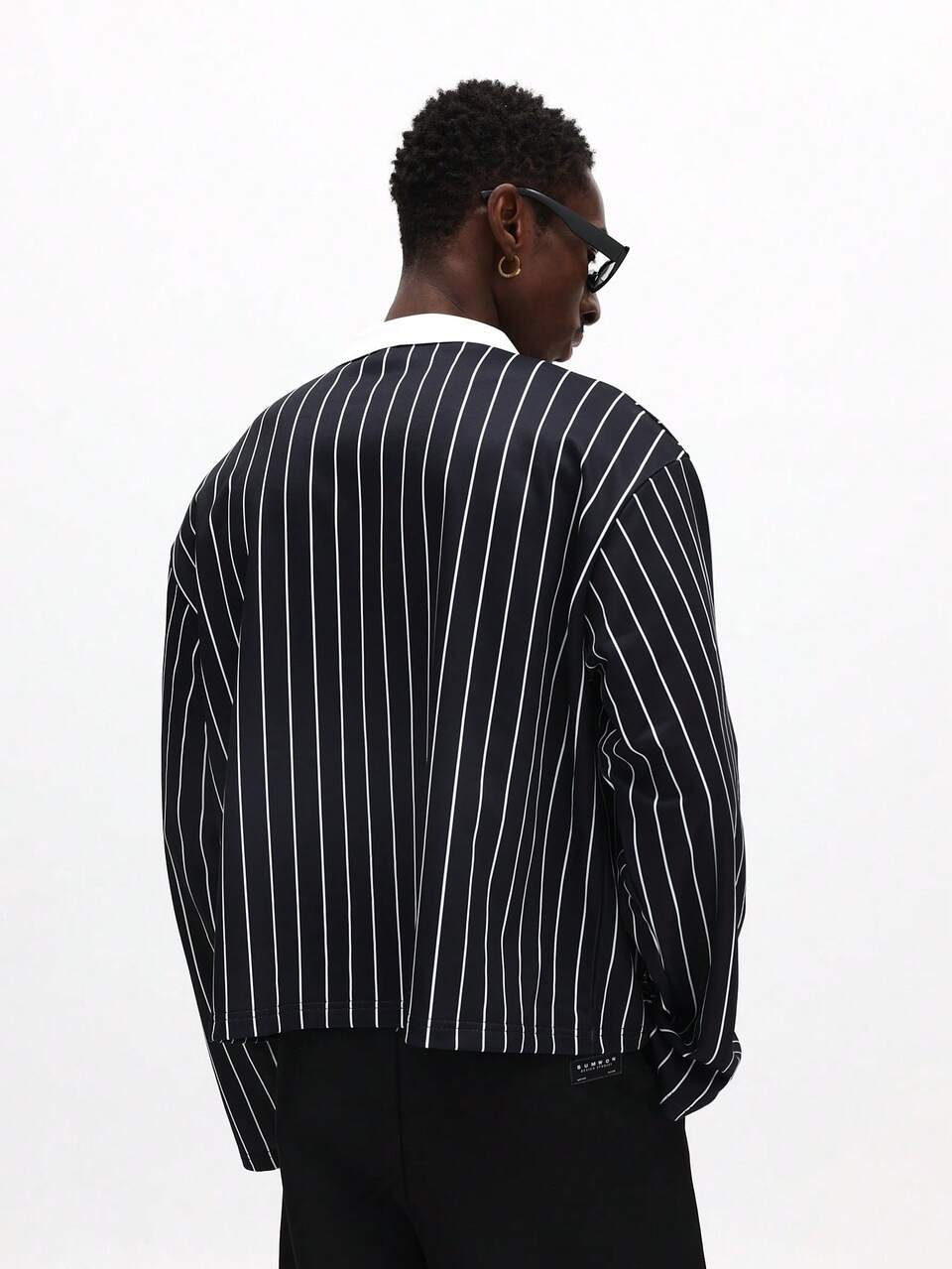 Striped Long Sleeve Polo With Collar