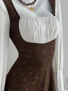 Elamini 女式提花纹理拼布迷你连衣裙