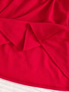 Cute Red Autumn Knit Dress For Tween Girls,Featuring Puff Sleeves,Ruffle Shoulders,And Heart-Shaped Backpack,Elegant For Christmas Events And Party - Red - View 4