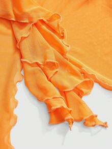 ROMWE Fairycore Canotta asimmetrica da donna con decorazione a conchiglia, per l'estate - Arancione - Visualizzare 3