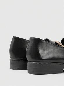 Sleekvia 女士软底乐福鞋，英伦风格皮鞋，百搭优雅平底鞋 - 黑色 - 查看 8