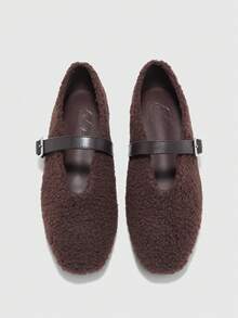 CUCCOO BIZCHIC Women's Fashion Commuter Versatile Casual Mary Jane Flat Shoes For Christmas Spring Shoes - Chocolate Brown - View 2