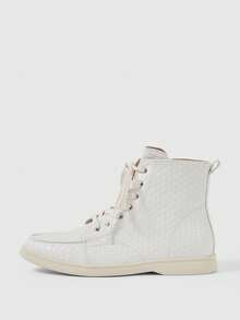 Sleekvia Women's Fashion Versatile Casual Lace-Up Ankle Boots - White - View 6