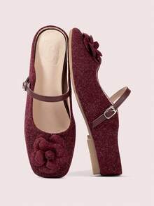 CUCCOO DOLLMOD Women's Fashion Sweet Cute Hollow Delicate Bow Mule Flat Shoes - Red - View 2