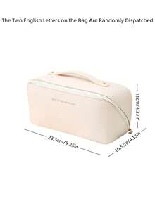 大容量分格化妆包，旅行化妆包，女士大容量化妆包，防水便携开口平铺洗漱包，带隔层和提手，化妆包，旅行洗漱包，大容量收纳包，奢华化妆包，便携式旅行洗漱套装（白色），波西米亚风 - 白色 - 查看 2