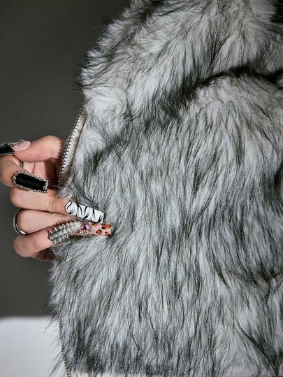 ROMWE Avant Y2K Abby Snowfield Outfit Faux Fur Lined Thick Fitted Women Padded Coat